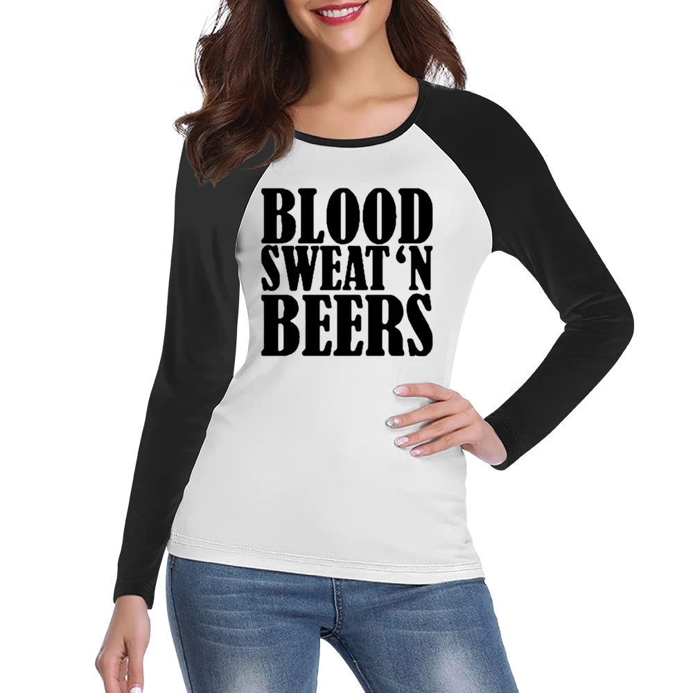 Blood Sweat And Beers Funny Country Women Ladies Long Sleeve T-Shirt