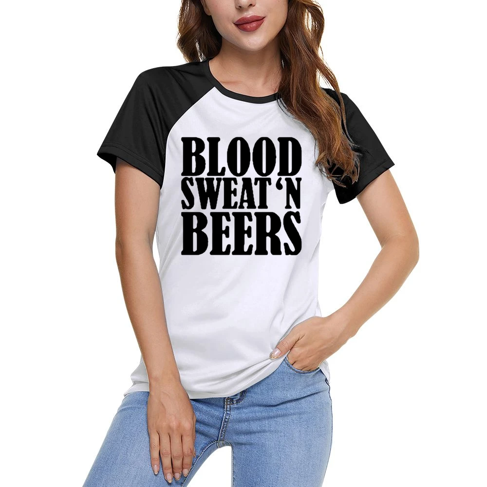 Blood Sweat And Beers Funny Country Women Ladies Short Sleeve T-Shirt