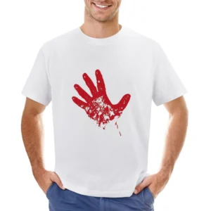 Bloody red hand rise from dead Asian Size Men T-Shirt