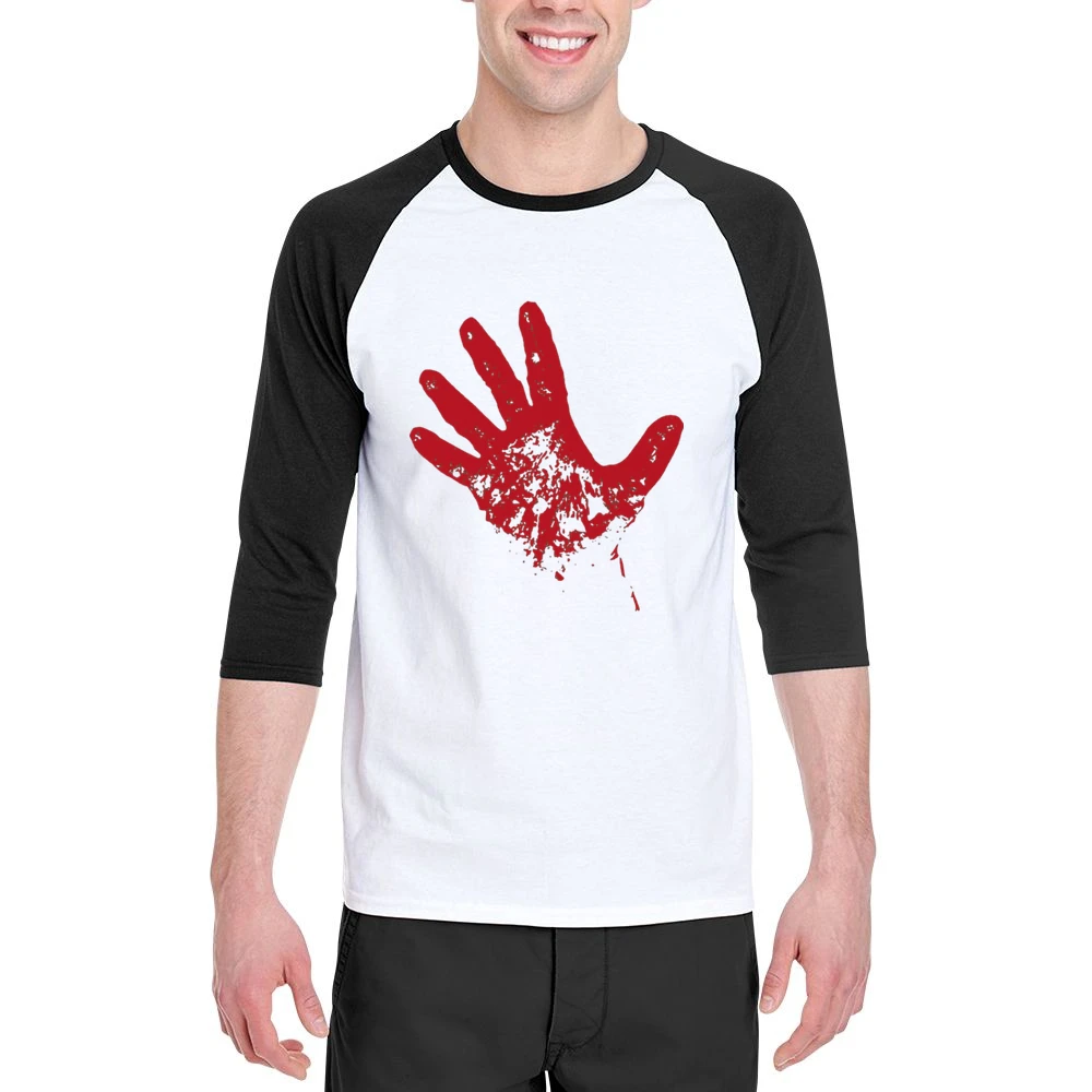 Bloody red hand rise from dead Men 3/4 Sleeve T-Shirt