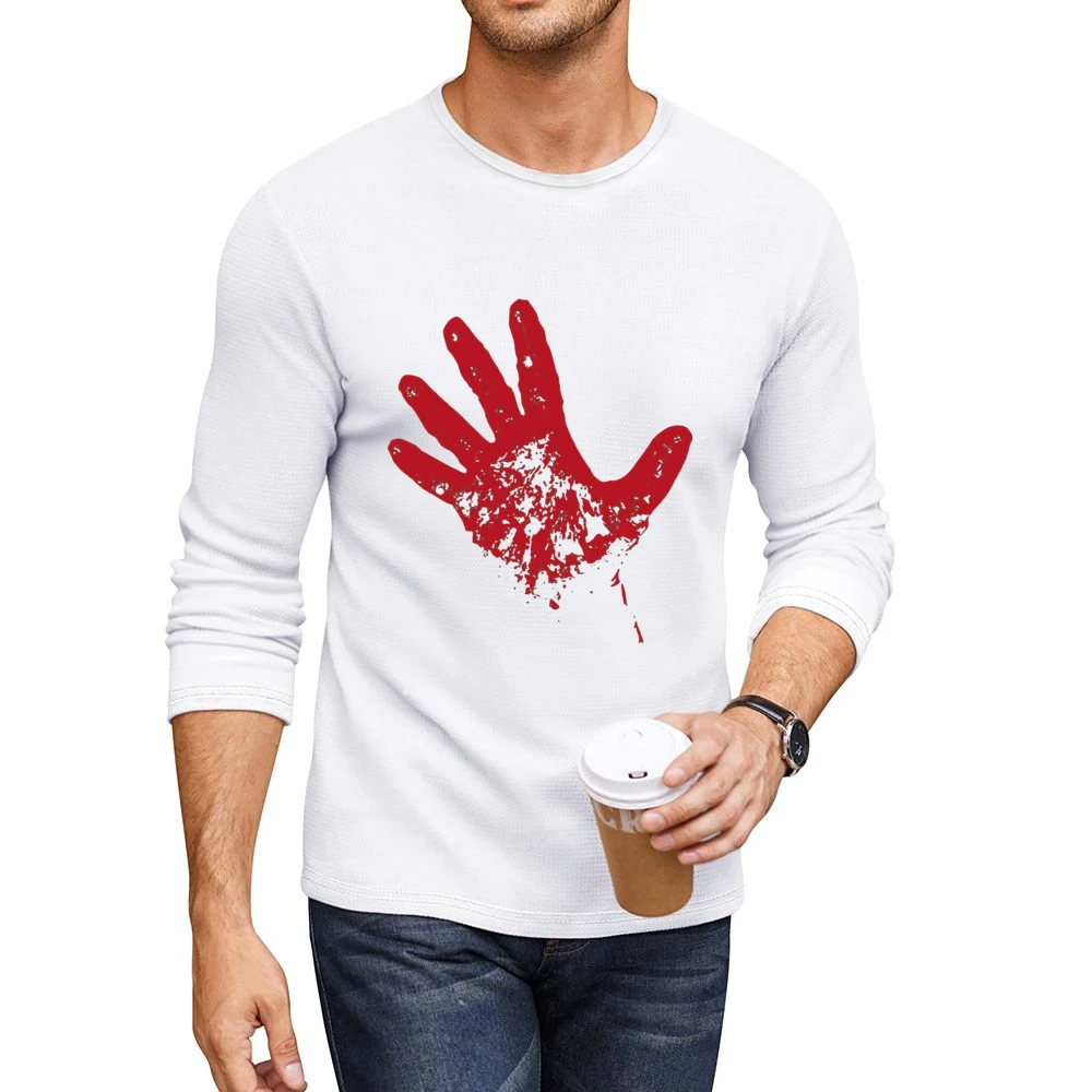Bloody red hand rise from dead Men CrewNeck Long Sleeve T-Shirt