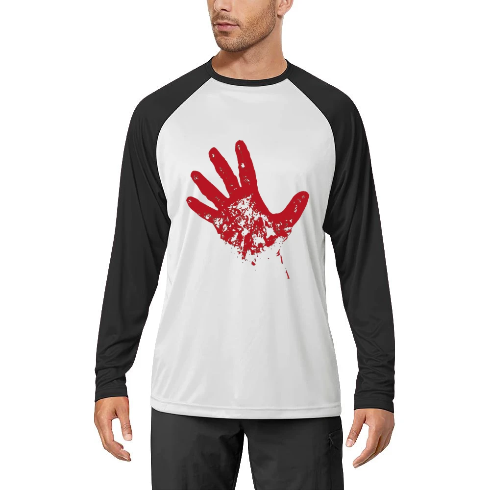 Bloody red hand rise from dead Men Long Sleeve T-Shirt