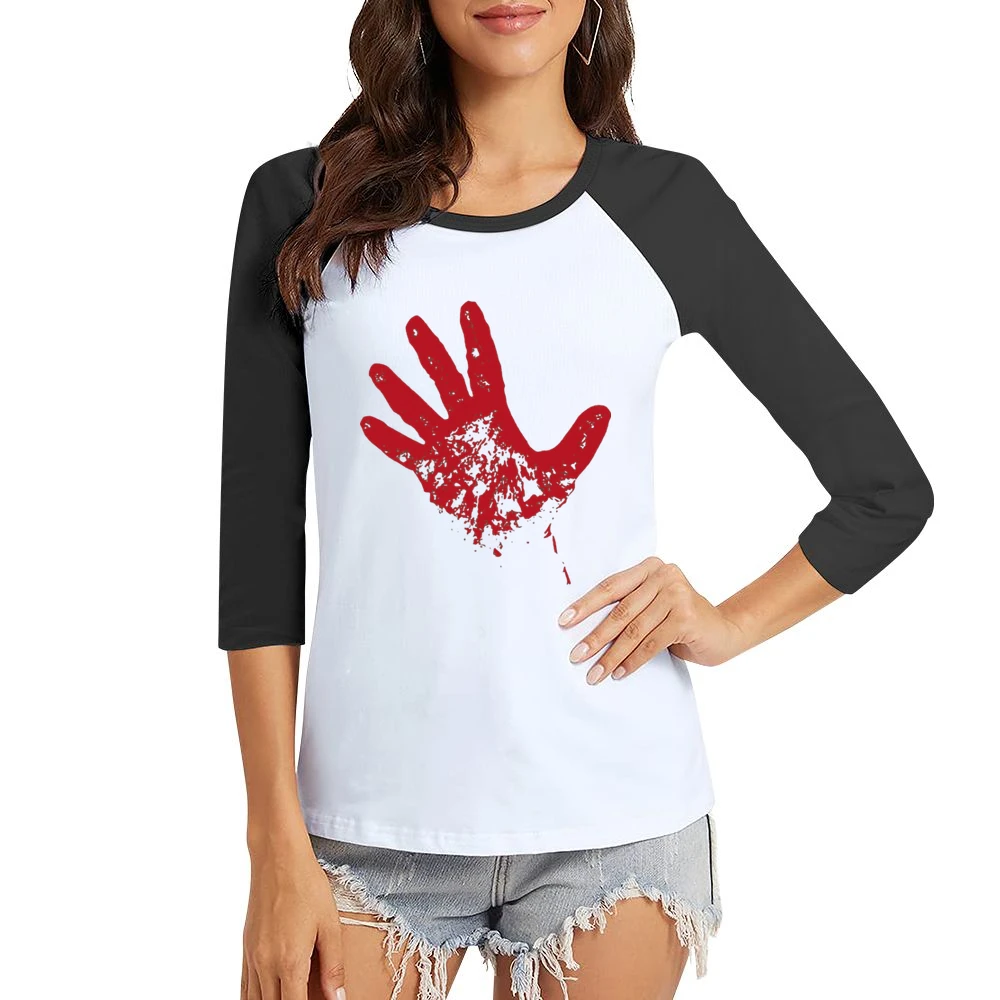 Bloody red hand rise from dead Women Ladies 3-4 Sleeve T-Shirt