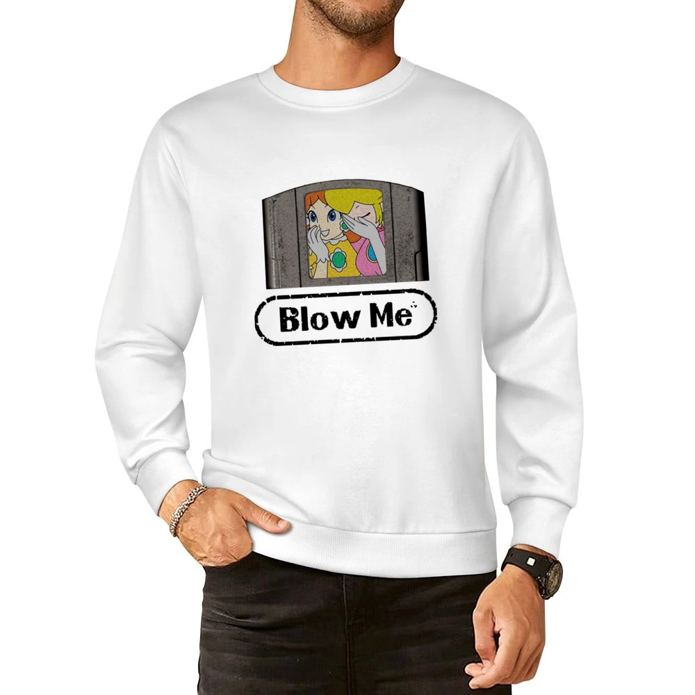 Blow Me Funny Nintendo Princess Peach And Daisy Laughing N64 Game Grap European Size Pullover Sweater
