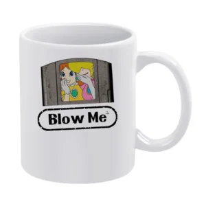 Blow Me Funny Nintendo Princess Peach And Daisy Laughing N64 Game Grap White Mug