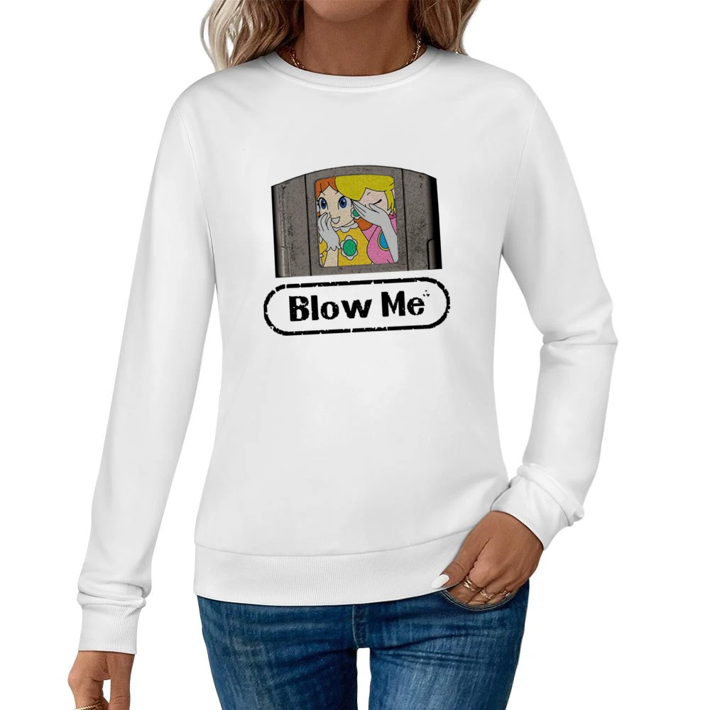 Blow Me Funny Nintendo Princess Peach And Daisy Laughing N64 Game Grap Women Pullover Sweatshirt