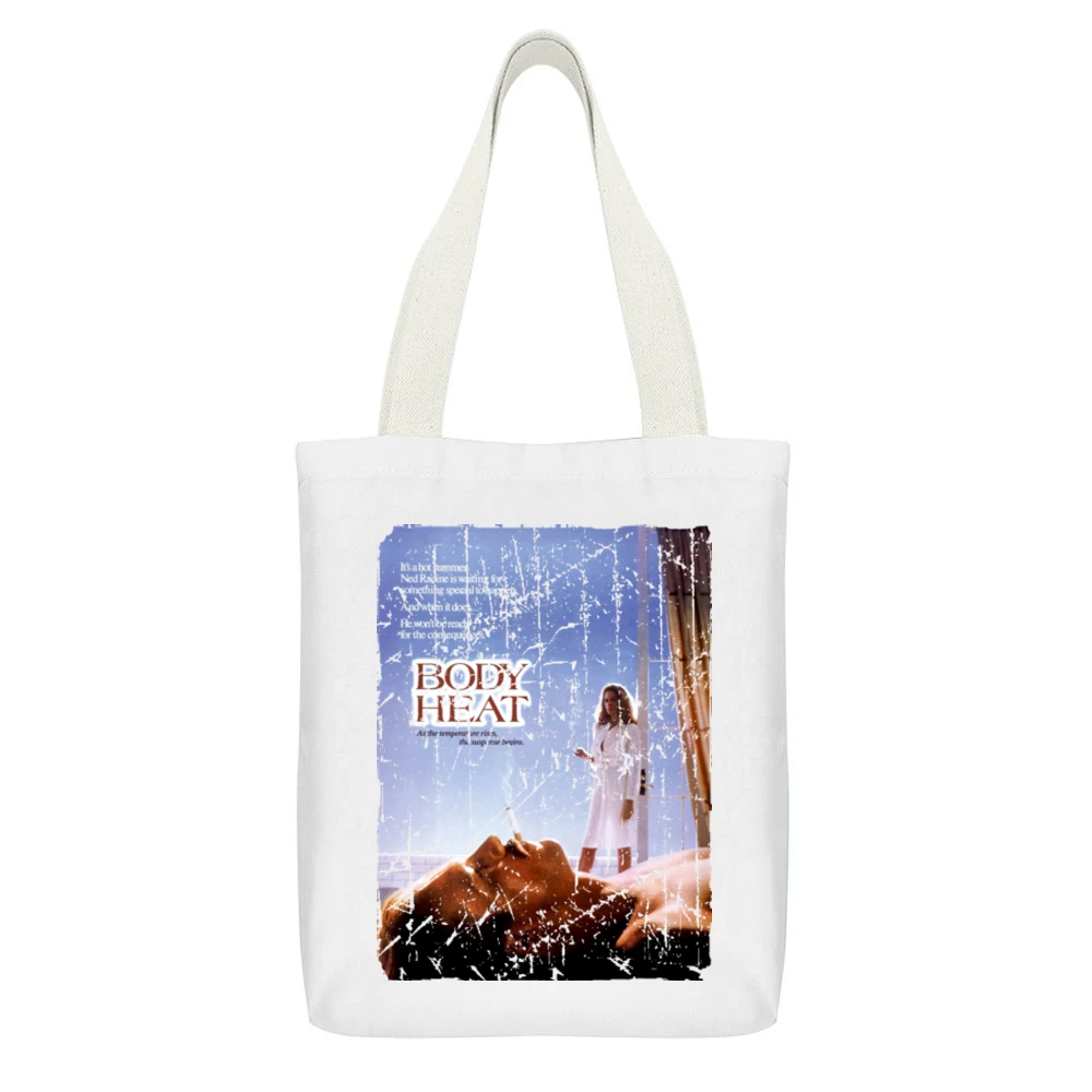 Body Heat Movie Poster Retro Aged Look White Canvas Tote Shopping Bag With Interior Pocket