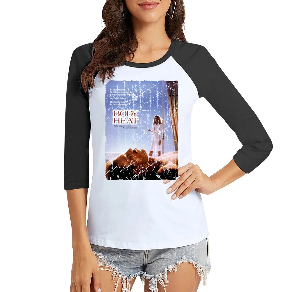Body Heat Movie Poster Retro Aged Look Women Ladies 3-4 Sleeve T-Shirt