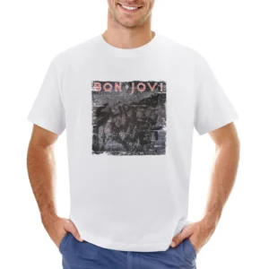 Bon Jovi Slippery When Wet Album Cover Distressed Image Asian Size Men T-Shirt