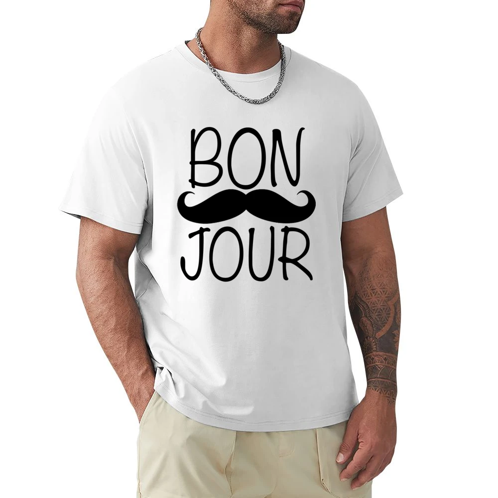 Bonjour Moustache Fun Tee Shirt Premium Men T-shirt