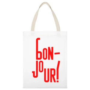 Bonjour french language word good day White Canvas Tote Shopping Bag