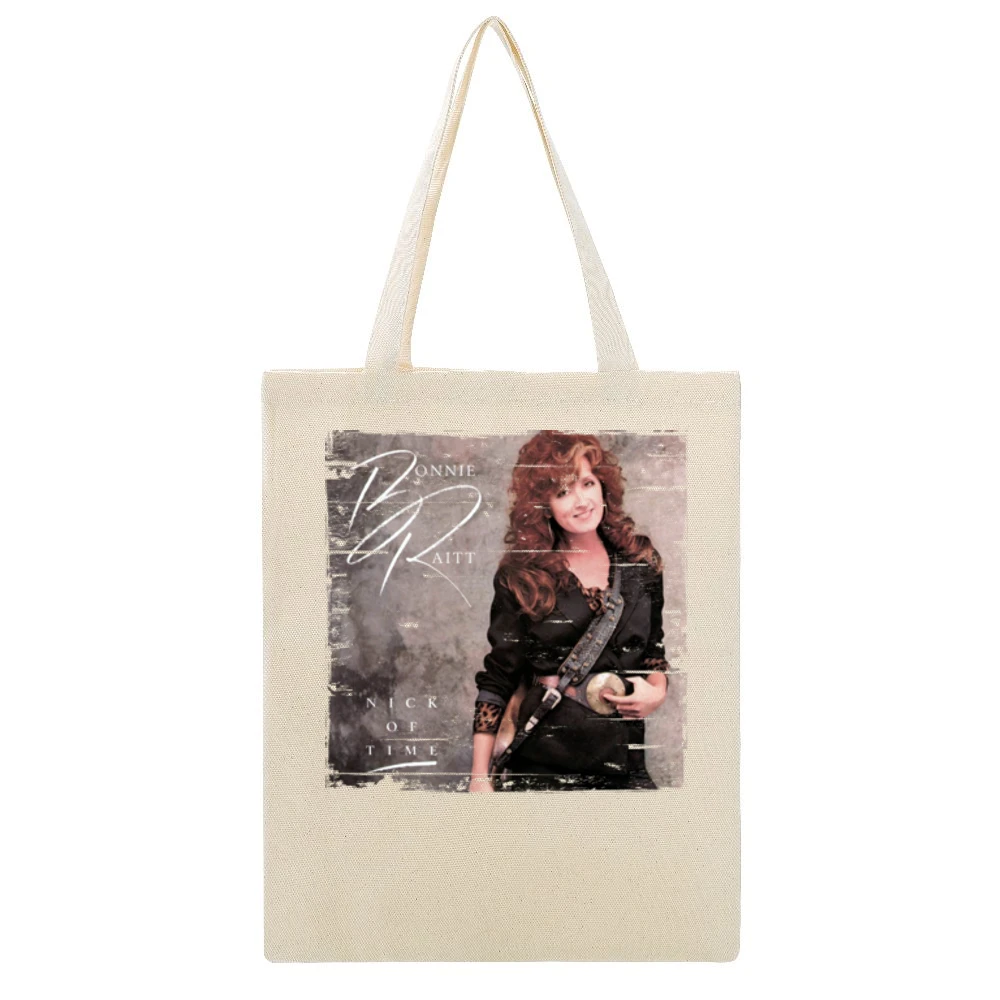 Bonnie Raitt Nick of Time Album Cover Distressed Image Beige Canvas Tote Shopping Bag