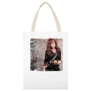 Bonnie Raitt Nick of Time Album Cover Distressed Image White Canvas Tote Shopping Bag