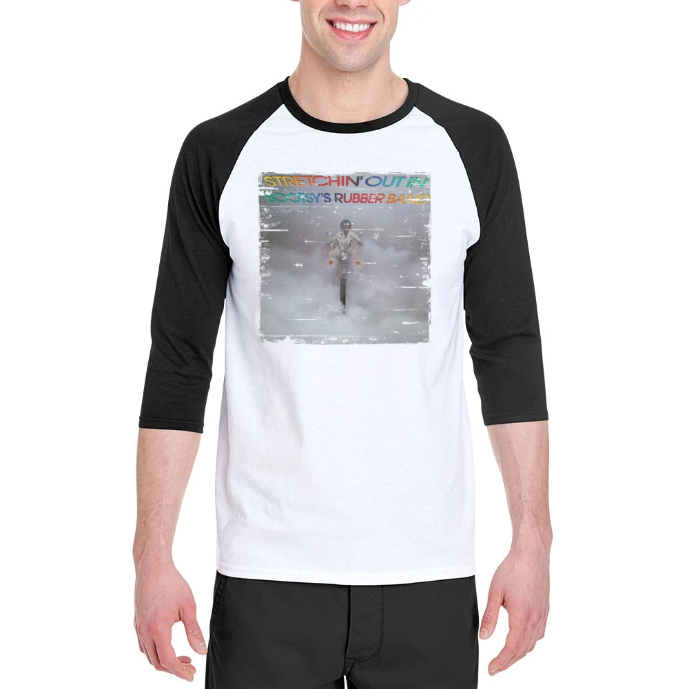 Bootsys Rubber Band Stretchin Out Album Cover Distressed Image Men 3/4 Sleeve T-Shirt