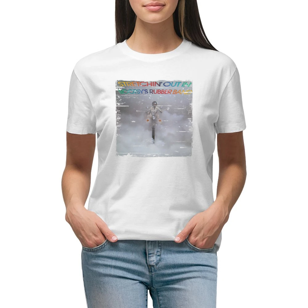 Bootsys Rubber Band Stretchin Out Album Cover Distressed Image Premium Women Ladies T-shirt