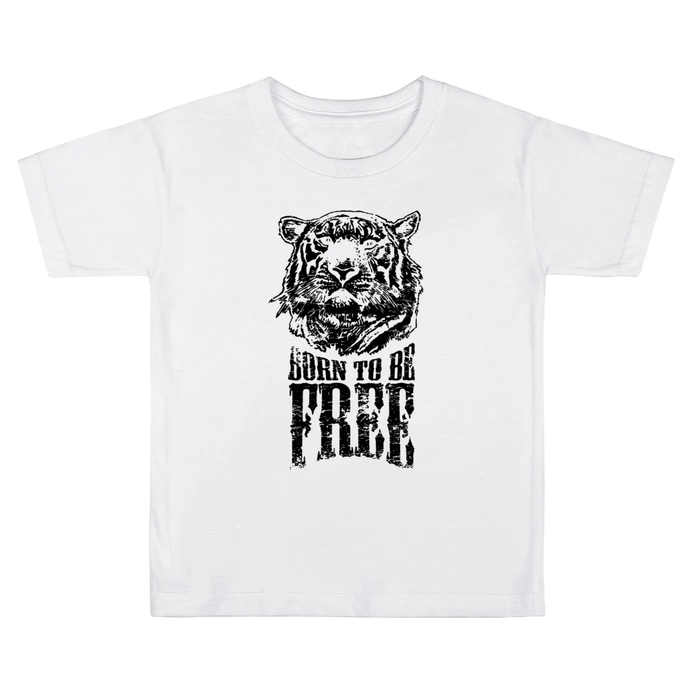 Born To Be Free Fun Inspirational Tiger Graphic Kids Boys Girls T-Shirt