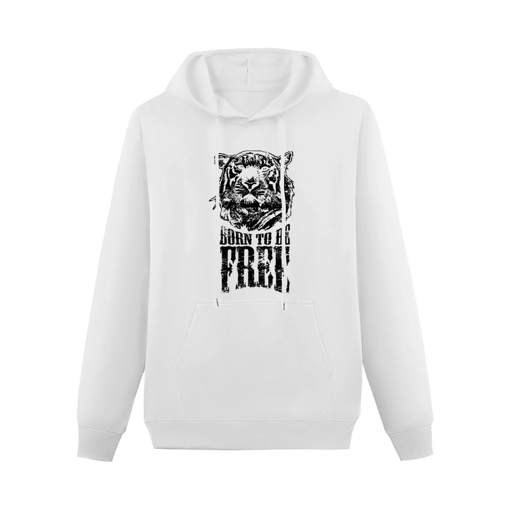 Born To Be Free Fun Inspirational Tiger Graphic Men Hoodie With Pocket