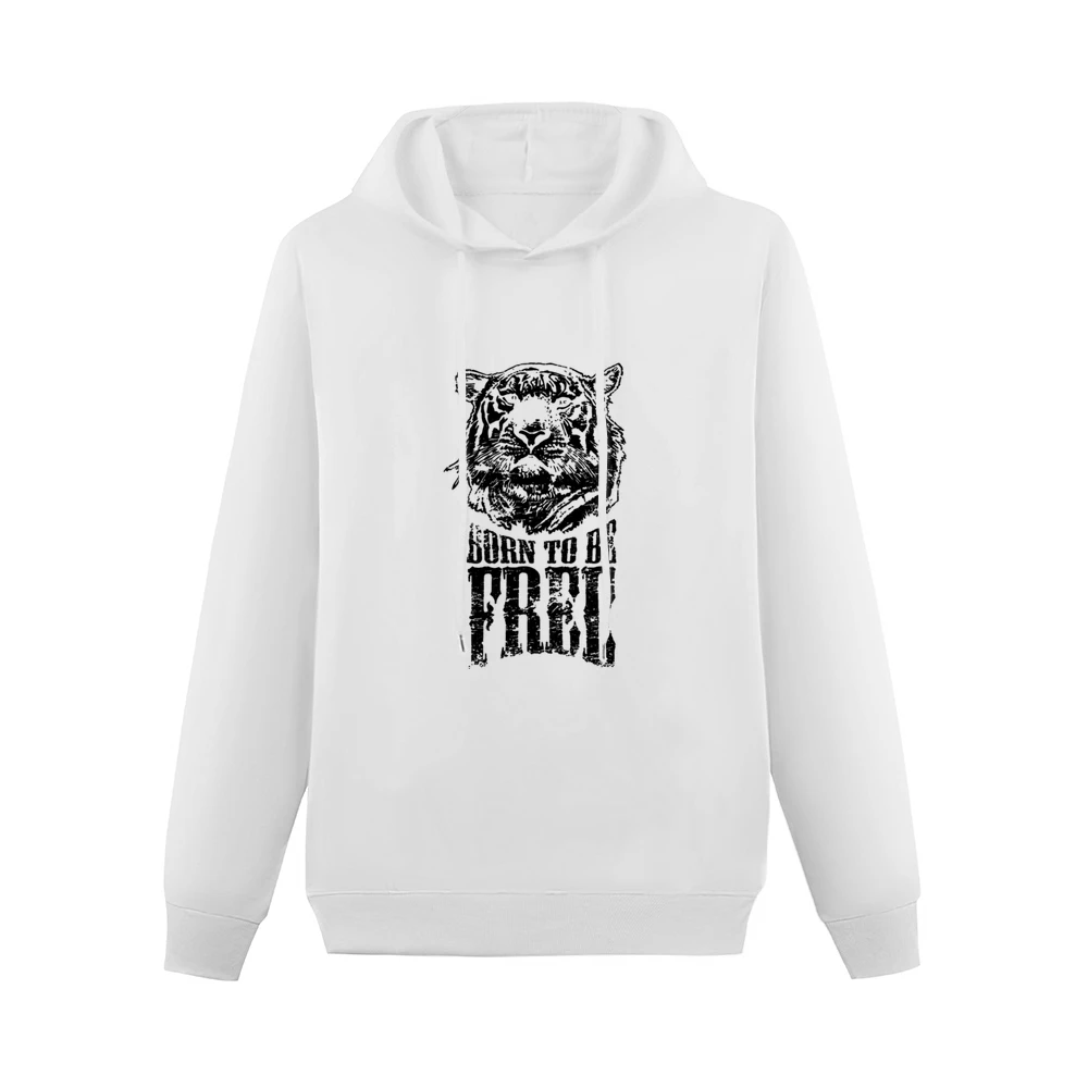Born To Be Free Fun Inspirational Tiger Graphic Men Hoodie Without Pocket