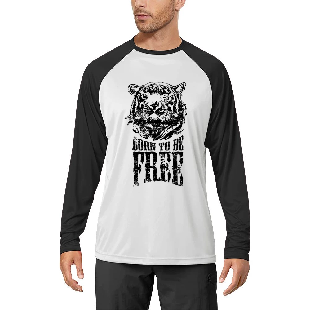 Born To Be Free Fun Inspirational Tiger Graphic Men Long Sleeve T-Shirt