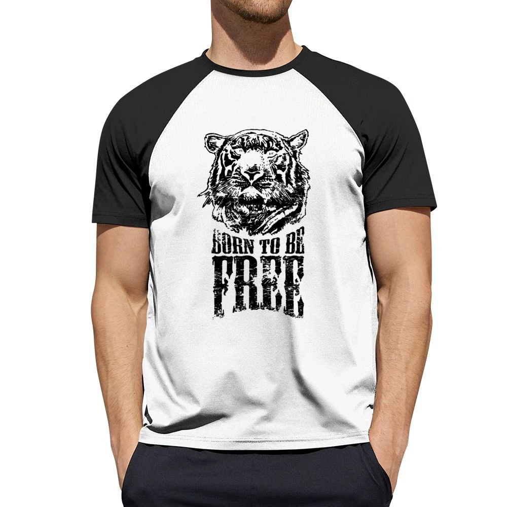 Born To Be Free Fun Inspirational Tiger Graphic Men Short Sleeve T-Shirt