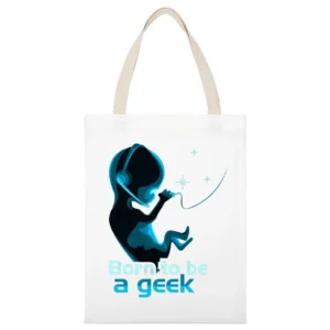 Born to be Geek White Canvas Tote Shopping Bag