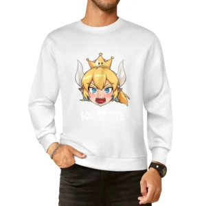 Bowsette Super Mario Peach Bowser Cosplay European Size Pullover Sweater