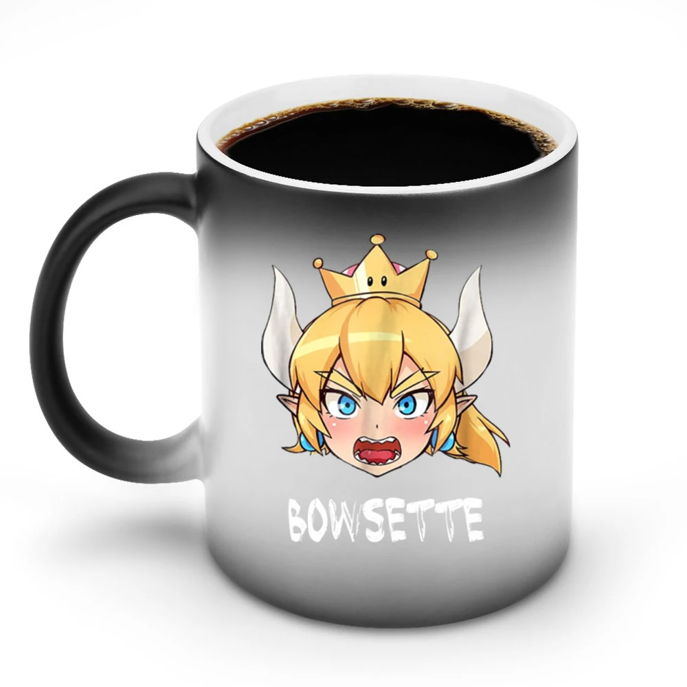 Bowsette Super Mario Peach Bowser Cosplay V Neck Discoloration Mug