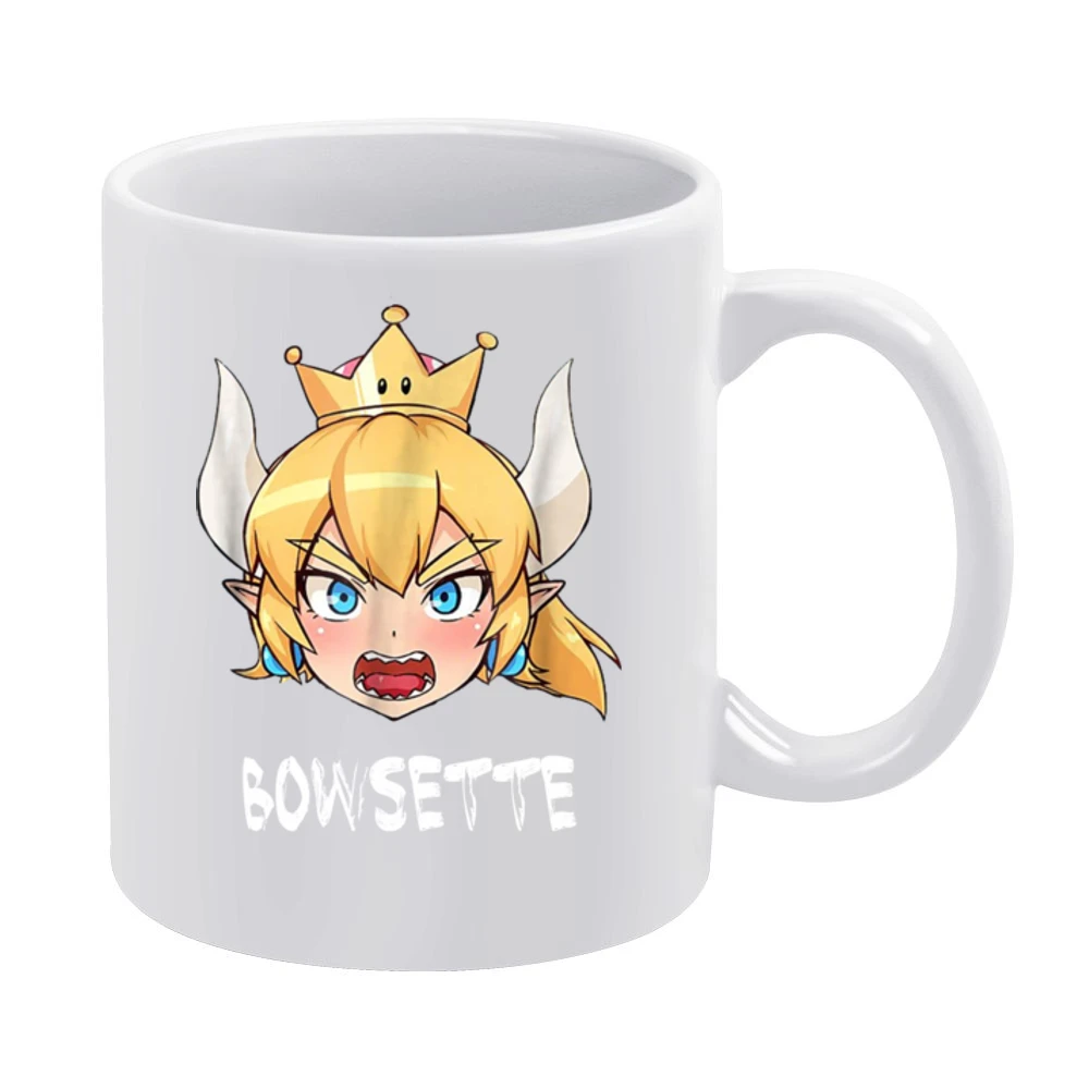 Bowsette Super Mario Peach Bowser Cosplay V Neck White Mug