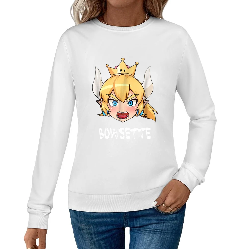 Bowsette Super Mario Peach Bowser Cosplay Women Pullover Sweatshirt