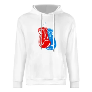 Boxing Gloves red and blue retro style European Size Men Hoodie