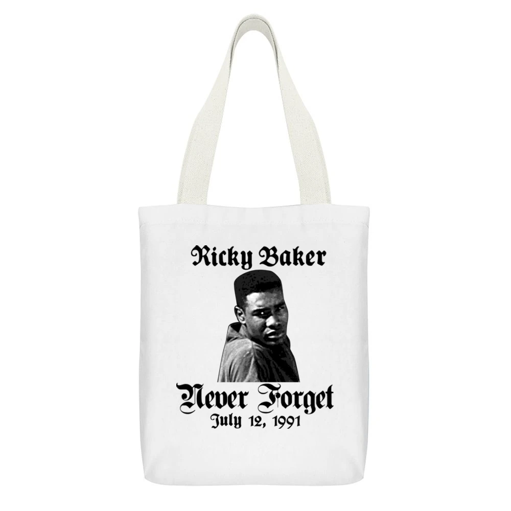 Boyz N The Hood Never Forget Ricky White Canvas Tote Shopping Bag With Interior Pocket