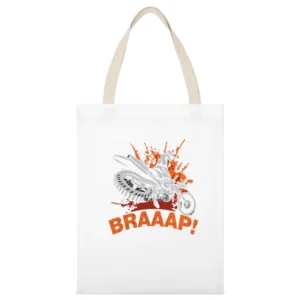 Braaap! Tshirt White Canvas Tote Shopping Bag
