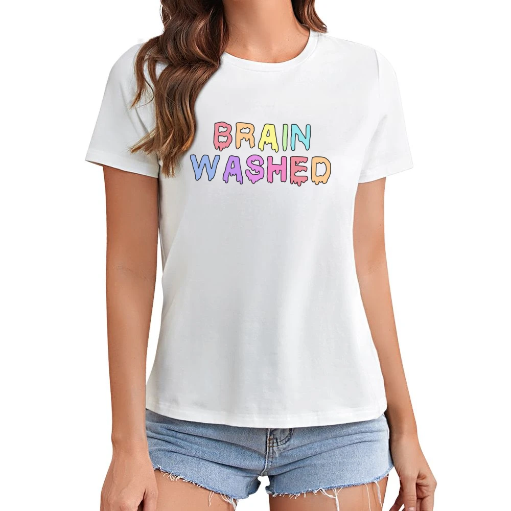 Brain Washed Colorful Drips Fun Tee Shirt Asian Size Women Ladies T-shirt