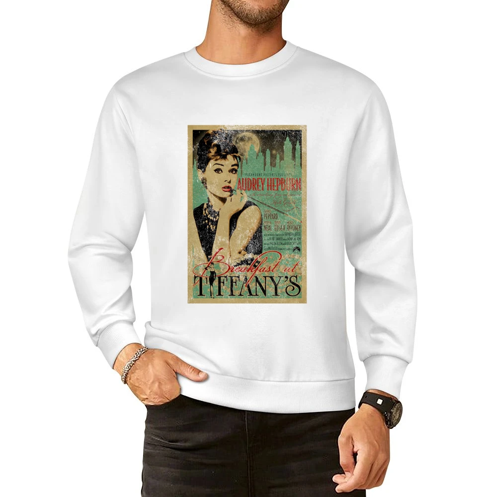 Breakfast At Tiffanys Audrey Hepburn Vintage Movie Poster Graphic T Sh European Size Pullover Sweater