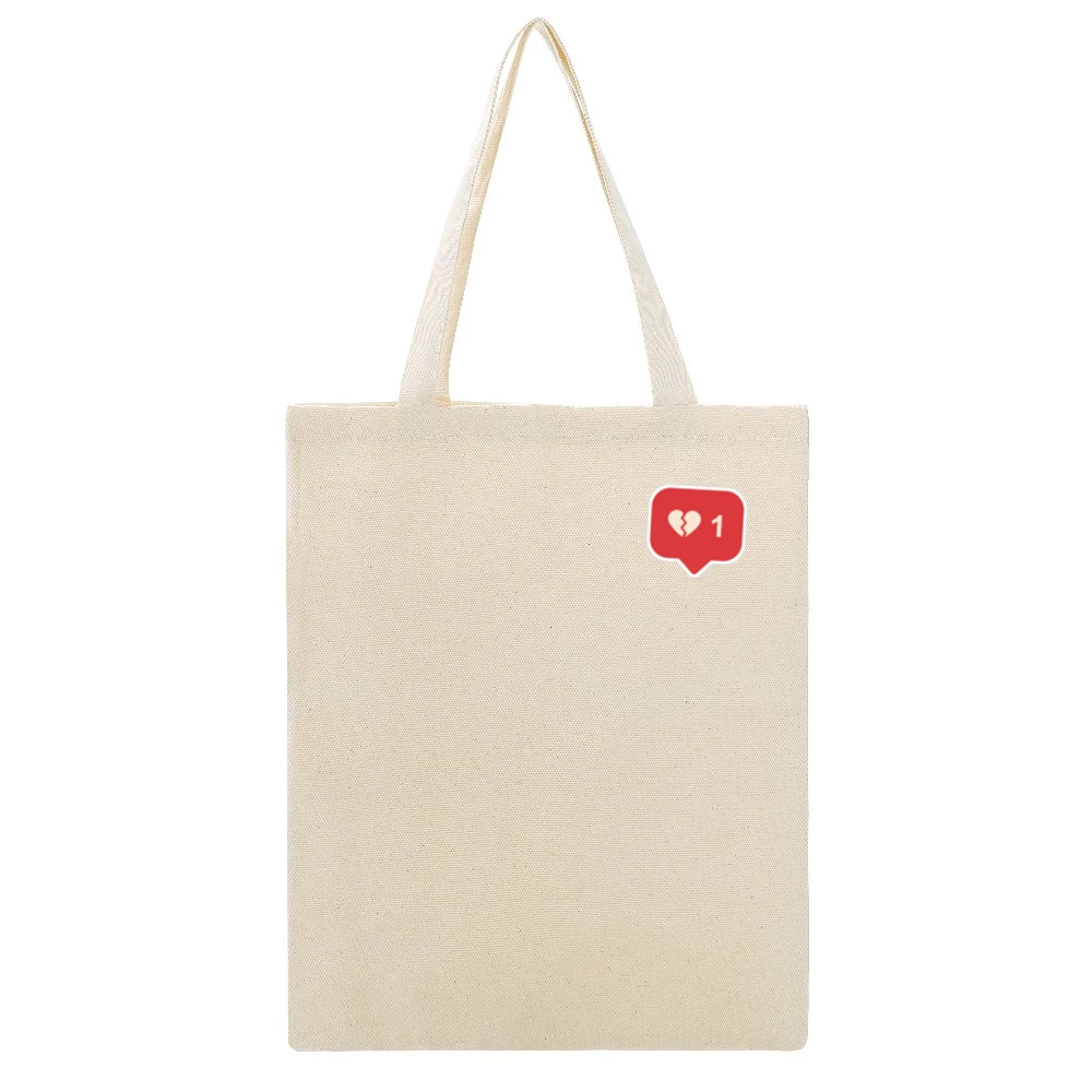 Broken Heart Bubble Instagram Story Sticker Ladies Beige Canvas Tote Shopping Bag
