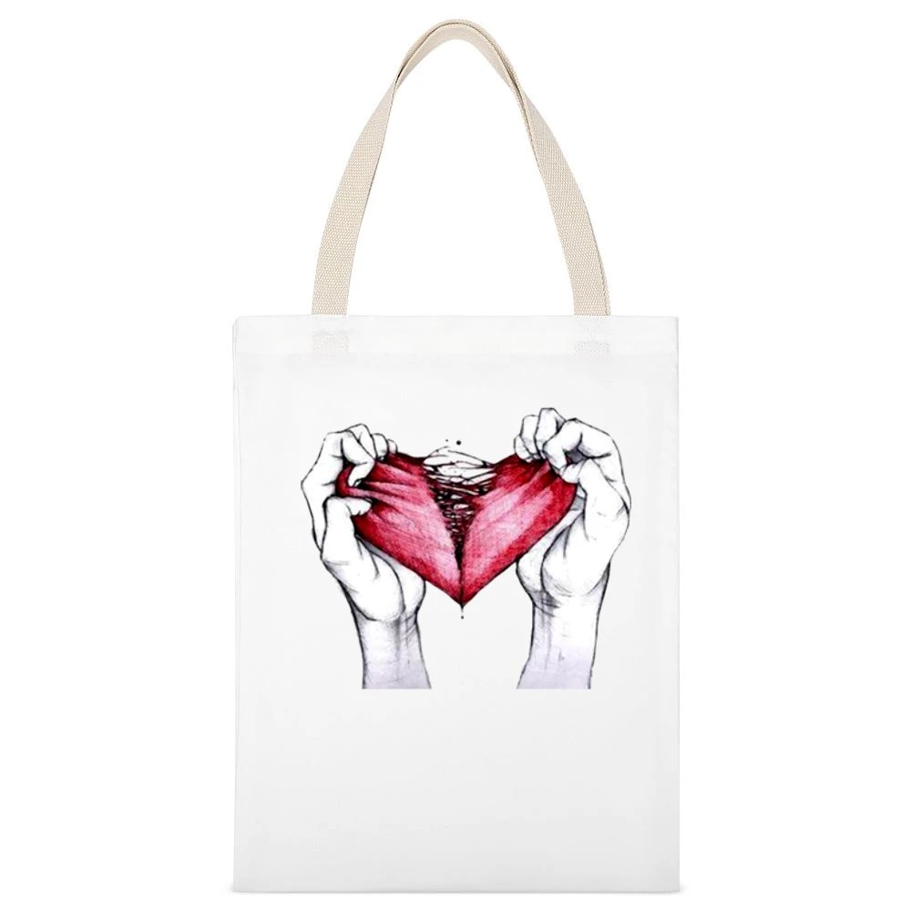 Broken heart White Canvas Tote Shopping Bag