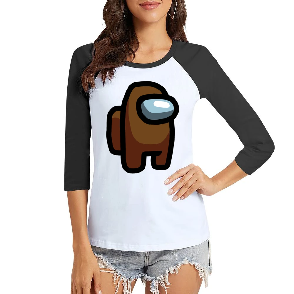 Brown Suspect Fun Video Game Fan Women Ladies 3-4 Sleeve T-Shirt