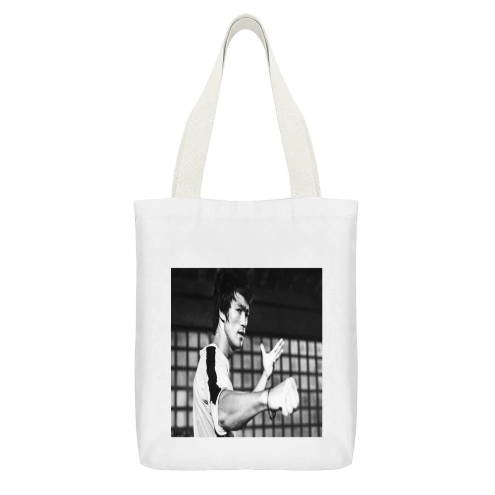 Bruce Lee Tshirt (all Sizes And Styles Available) White Canvas Tote Shopping Bag With Interior Pocket
