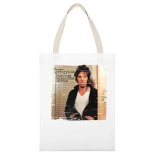 Bruce Springsteen Darkness On The Edge Of Town Album Cover Distressed White Canvas Tote Shopping Bag