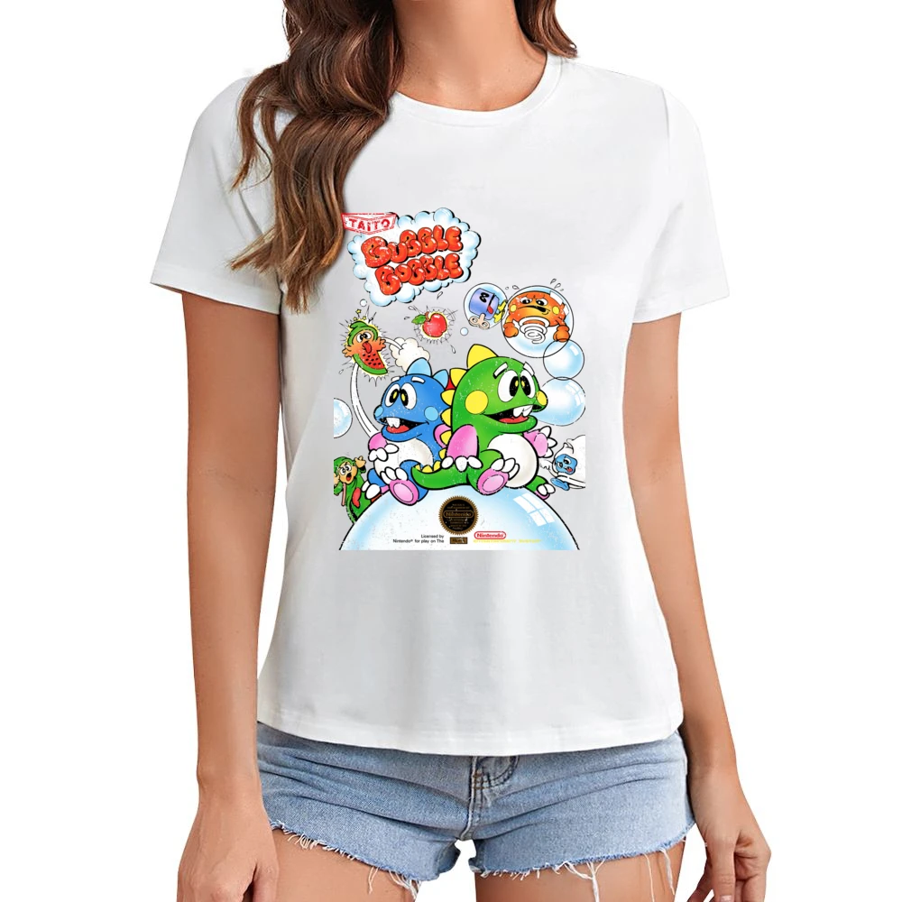 Bubble Bobble Nes Nintendo Old School Retro Video Game Fan Distressed Asian Size Women Ladies T-shirt
