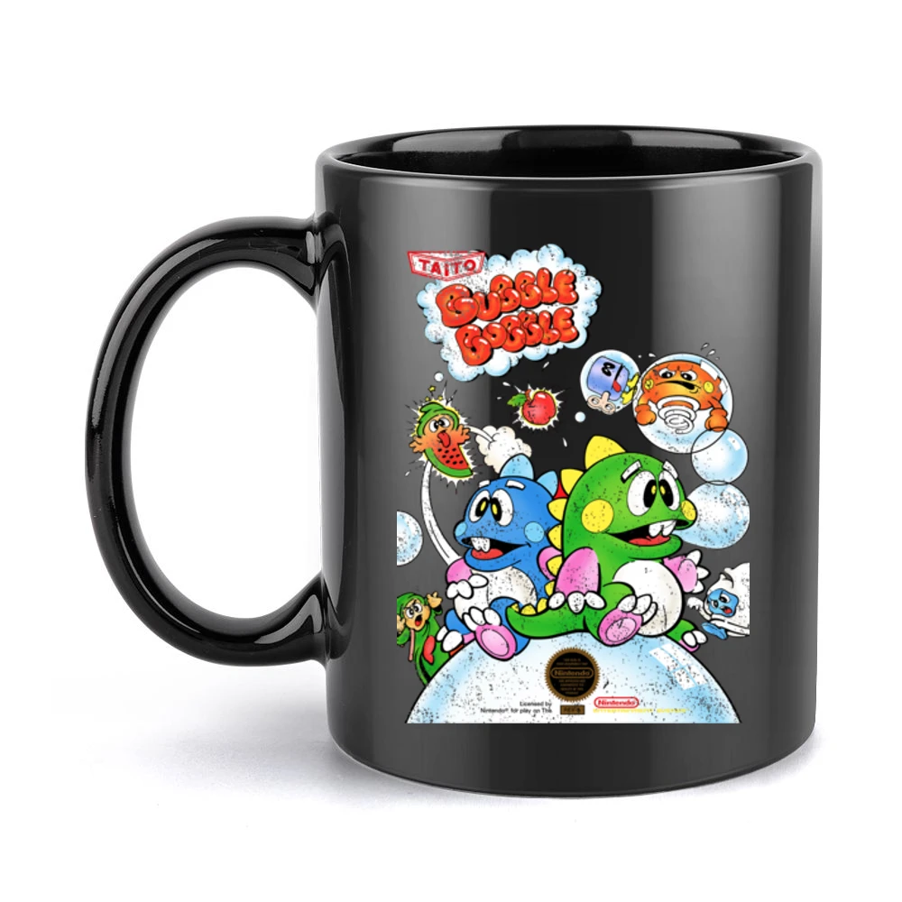 Bubble Bobble Nes Nintendo Old School Retro Video Game Fan Distressed Black Mug