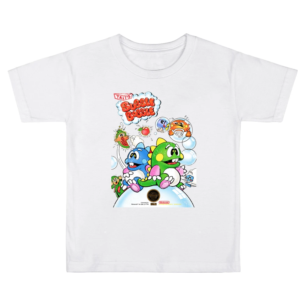 Bubble Bobble Nes Nintendo Old School Retro Video Game Fan Distressed Kids Boys Girls T-Shirt