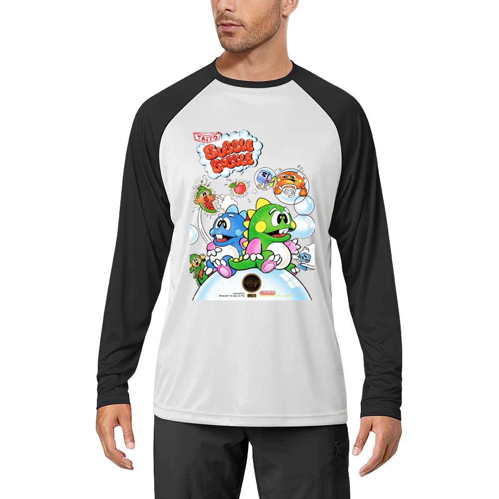 Bubble Bobble Nes Nintendo Old School Retro Video Game Fan Distressed Men Long Sleeve T-Shirt