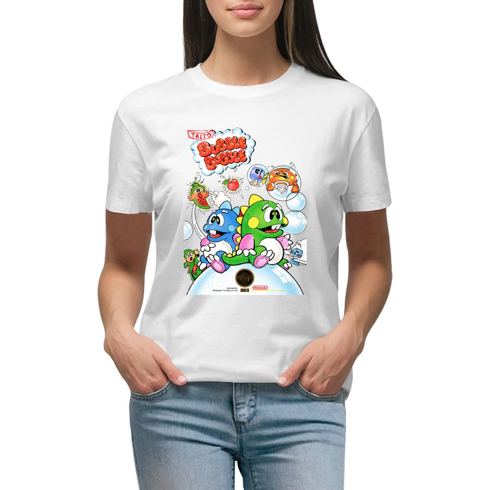 Bubble Bobble Nes Nintendo Old School Retro Video Game Fan Distressed Premium Women Ladies T-shirt