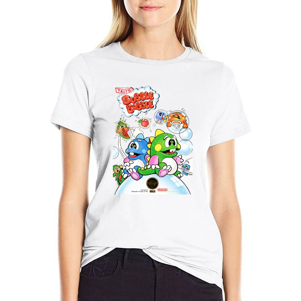 Bubble Bobble Nes Nintendo Old School Retro Video Game Fan Distressed US Size Women Ladies T-shirt