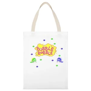 Bubble Bobble Video Game Retro 80s White Canvas Tote Shopping Bag