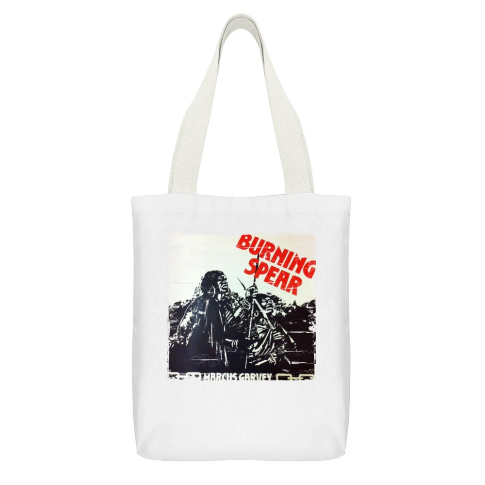 Burning Spear Marcus Garvey Album Cover Distressed Image White Canvas Tote Shopping Bag With Interior Pocket