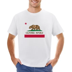 California Republic Bear Popular Graphic Tee Shirt Asian Size Men T-Shirt