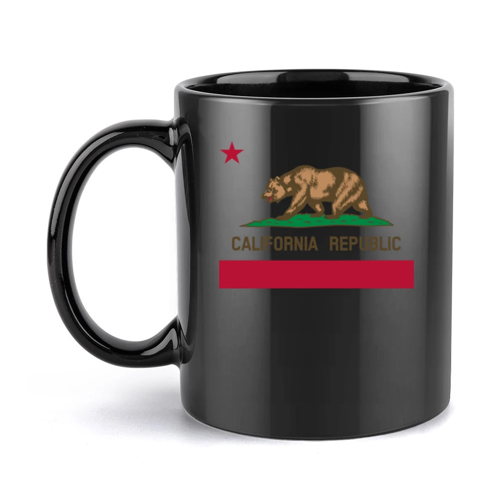 California Republic Bear Popular Graphic Tee Shirt Black Mug