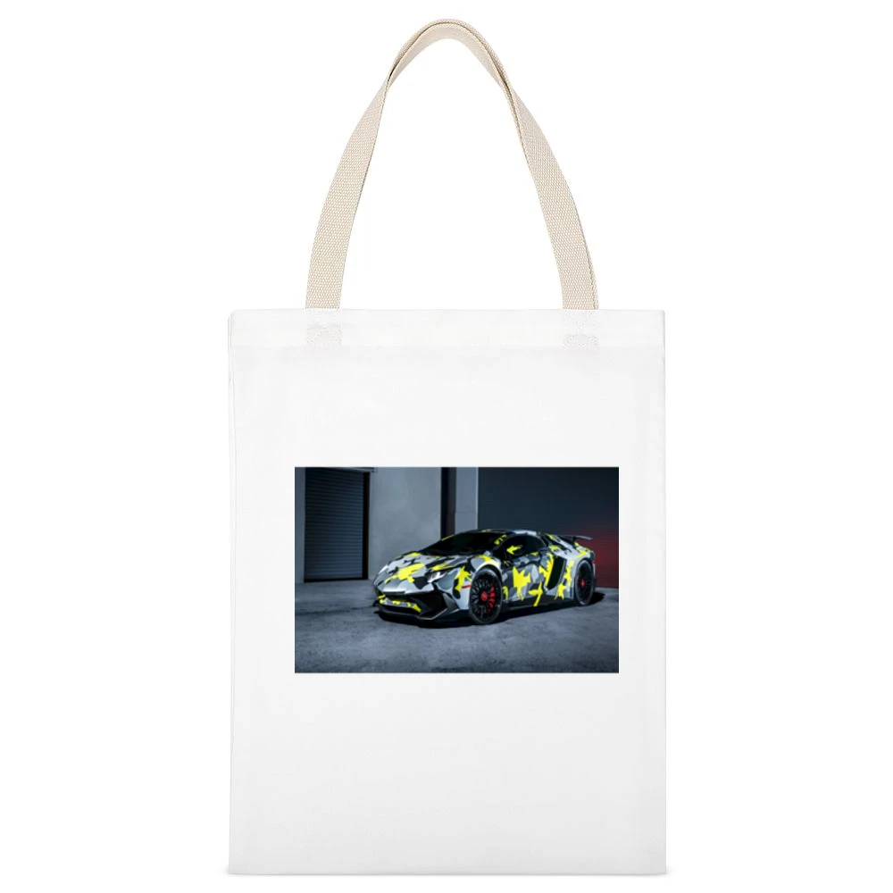 Camo Lambo Tshirt White Canvas Tote Shopping Bag